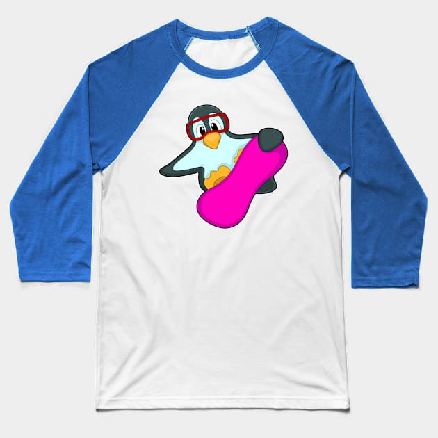 Penguin at Snowboard Sports & Ski goggles Baseball T-Shirt by Markus Schnabel